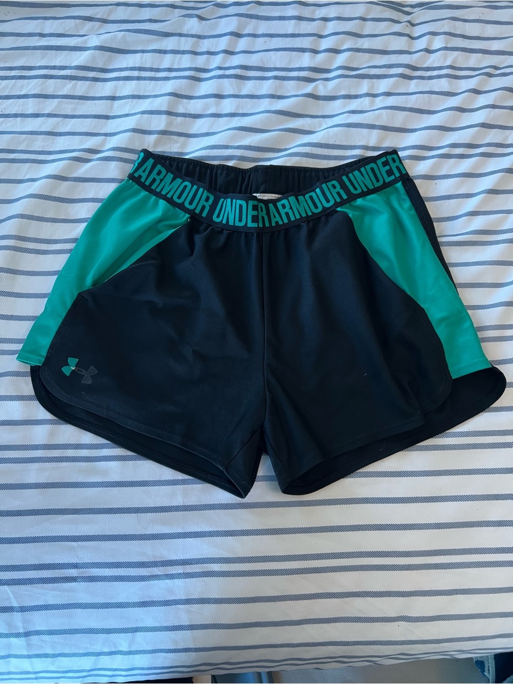 Under Armour Black and Teal Women's Athletic Shorts